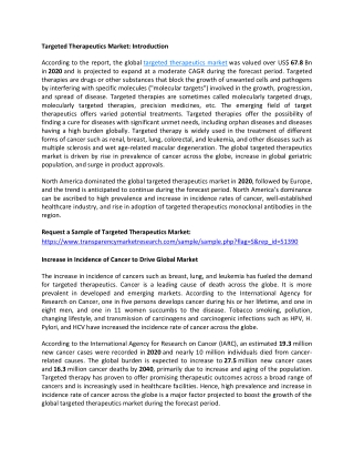 Targeted Therapeutics Market Segments, Leading Player, Application and Forecast