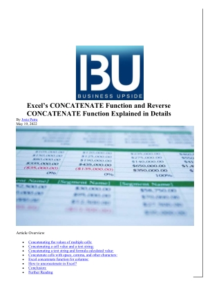 Excel’s CONCATENATE Function and Reverse CONCATENATE Function Explained in Details