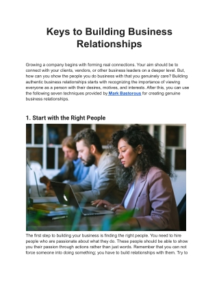 Keys To Building Business Relationships