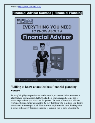 Financial Advisor Courses | CFP Course | Financial Planning