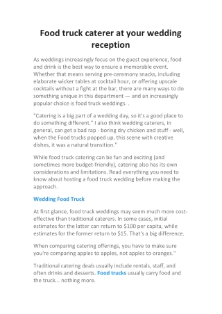 Food truck caterer at your wedding reception