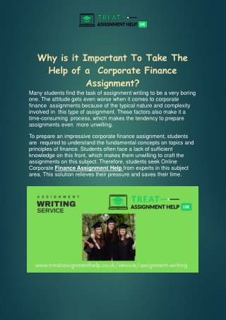 Why is it Important To Take The Help of a Corporate Finance Assignment