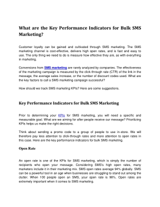 what are the KPI's for bulk sms marketing