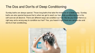 The Dos and Don'ts of Deep Conditioning