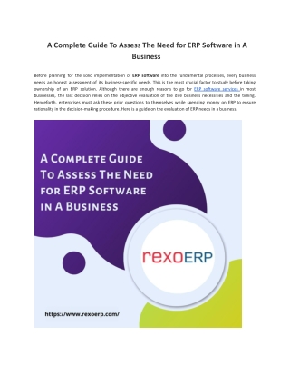 # A Complete Guide To Assess The Need for ERP Software in A Business