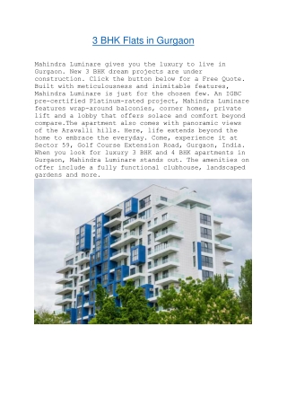 3 BHK Flats in Gurgaon