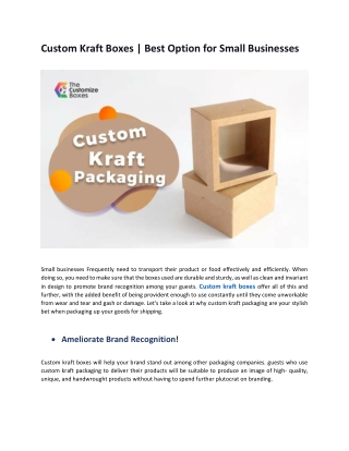Custom Kraft Boxes  Best Option for Small Businesses