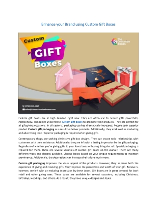 Custom Gift Boxes for Improved Market Value