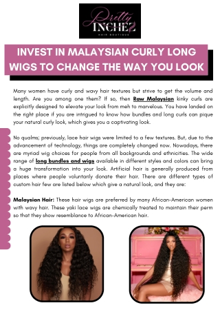 Invest in Malaysian Curly Long Wigs to Change the Way You Look