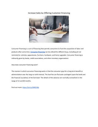 Increase Sales by Offering Customer Financing