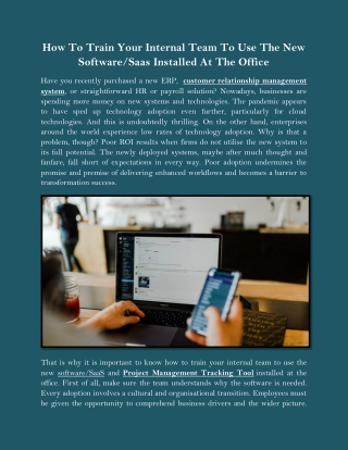 How To Train Your Internal Team To Use The New Software Saas Installed At The Office