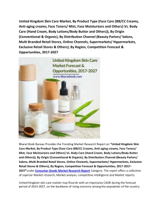 United Kingdom Skin Care Market Research Report 2017-2027