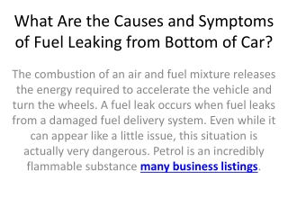 What Are the Causes and Symptoms of Fuel Leaking from Bottom of Car?