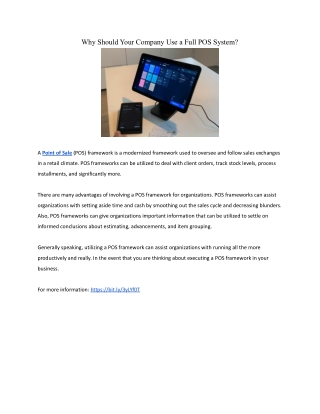 Why Should Your Company Use a Full POS System?