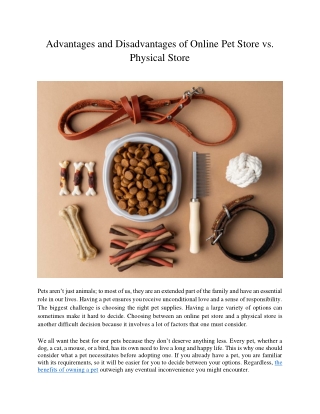 Advantages and Disadvantages of Online Pet Store vs. Physical Store
