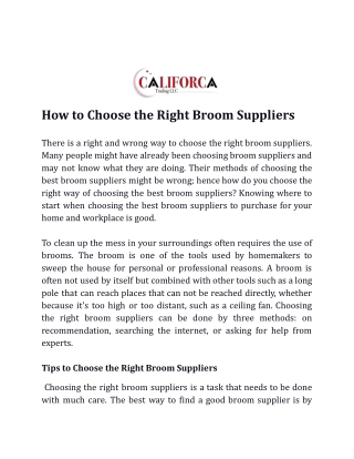 How to Choose the Right Broom Suppliers