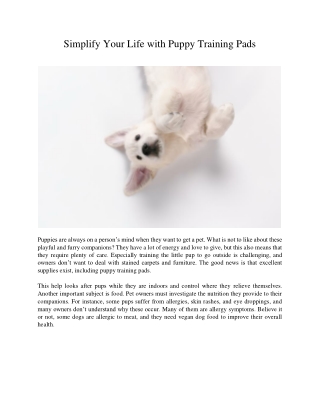 Simplify Your Life with Puppy Training Pads