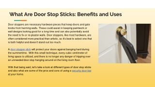 What Are Door Stop Sticks Benefits and Uses