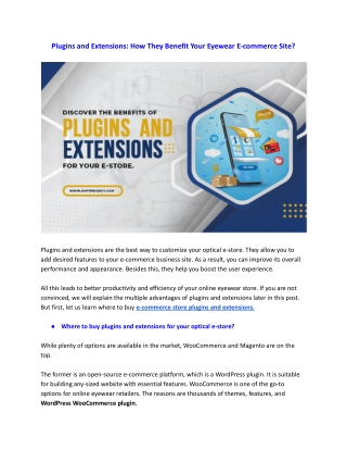 Plugins and Extensions How They Benefit Your Eyewear E-commerce Site