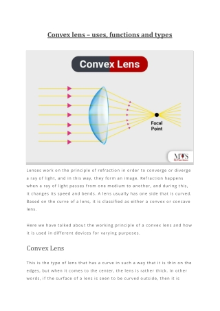 Convex lens  uses functions and types