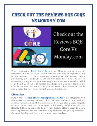 BQE Core Vs Monday