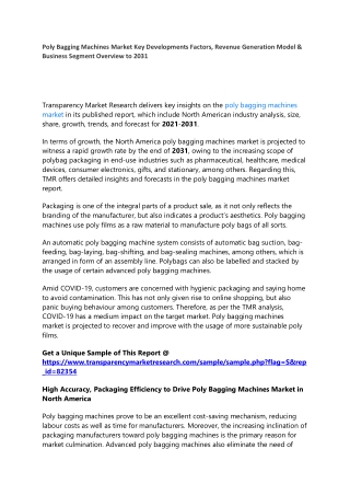 Poly Bagging Machines Market Insights, Overview, Analysis and Forecast 2031