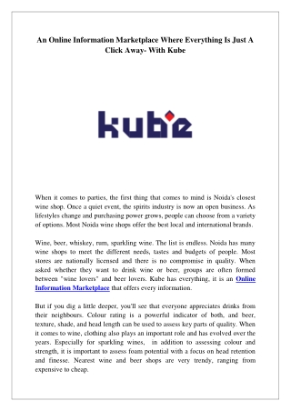 An Online Information Marketplace Where Everything Is Just A Click Away- With Kube