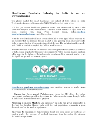 Medical Product manufacturers - Industry Experts