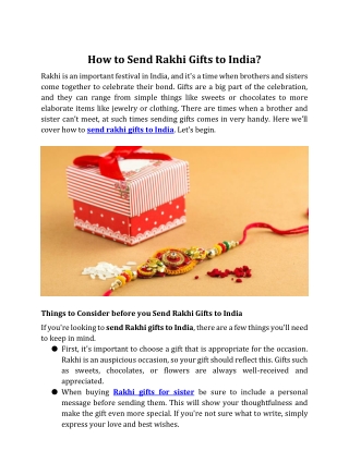 How to Send Rakhi Gifts to India