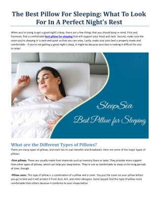 The Best Pillow For Sleeping- What To Look For In A Perfect Night's Rest