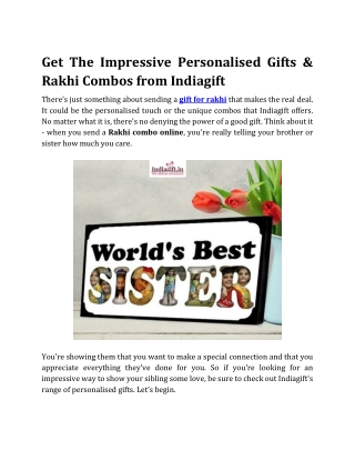 Get The Impressive Personalised Gifts & Rakhi Combos from Indiagift