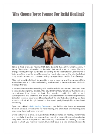 Why Choose Joyce Ivonne For Reiki Healing