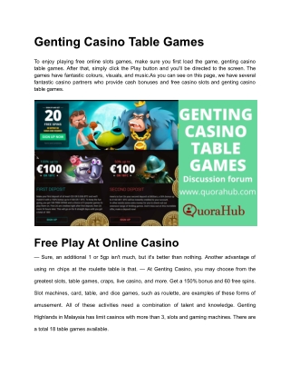 Genting Casino Forum & Genting Casino discussion Forum