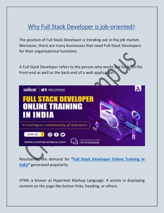 Why Full Stack Developer is job oriented