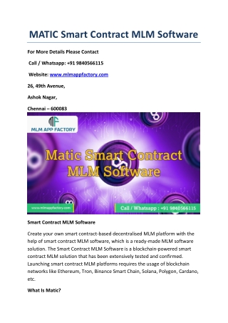 MATIC Smart Contract MLM Software