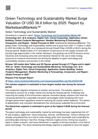 Green Technology and Sustainability Market To Achieve A High CAGR Of 26.6%