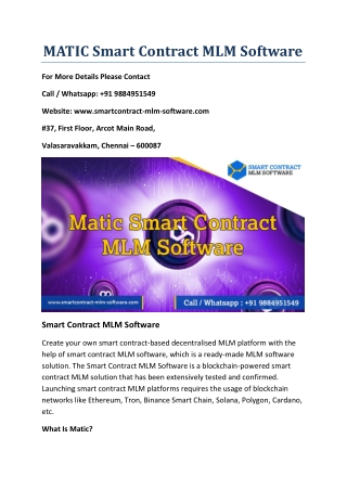 MATIC Smart Contract MLM Software