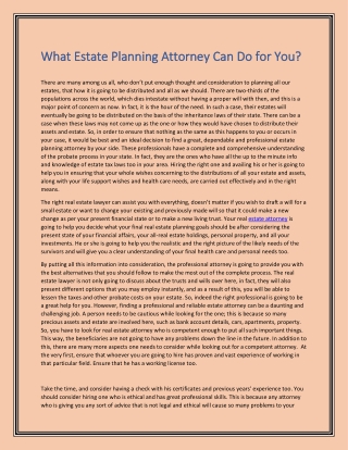 What Estate Planning Attorney Can Do for You