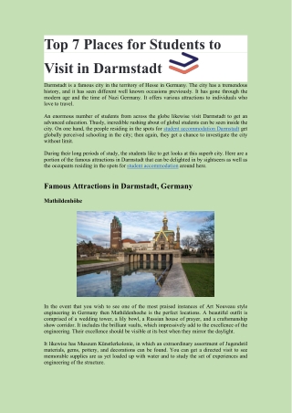 Top 7 Places for Students to Visit in Darmstadt
