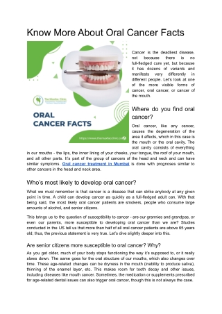 Know More about Oral Cancer Facts