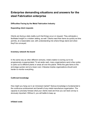 Enterprise demanding situations and answers for the steel Fabrication enterprise