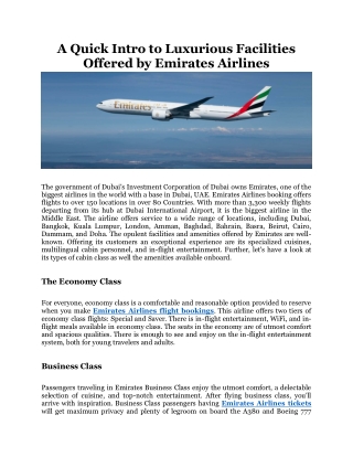 Emirates Airlines Flights Booking