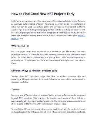 How to Find Good New NFT Projects Early