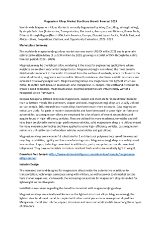 Magnesium Alloys Market Size Share Growth Forecast 2029