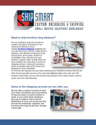 Shipping Furniture cost | Ship Smart Inc.