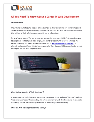 All You Need To Know About a Career in Web Development