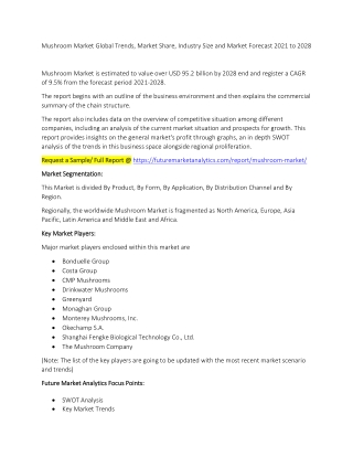 Mushroom Market Trends, Market Share, Industry Size, Growth, and Market Forecast 2021 to 2028