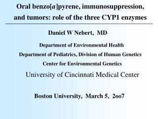 Oral benzo[ a ]pyrene, immunosuppression, and tumors: role of the three CYP1 enzymes