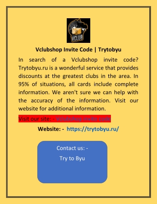 Vclubshop Invite Code Trytobyu