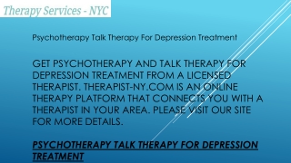 Psychotherapy Talk Therapy For Depression Treatment  Therapist-ny.com